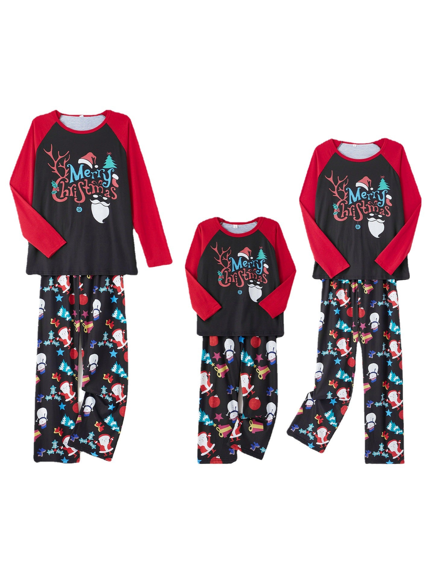 Caricature imprimé Col rond Manches longues Pyjamas de vacances Costume parent-enfant