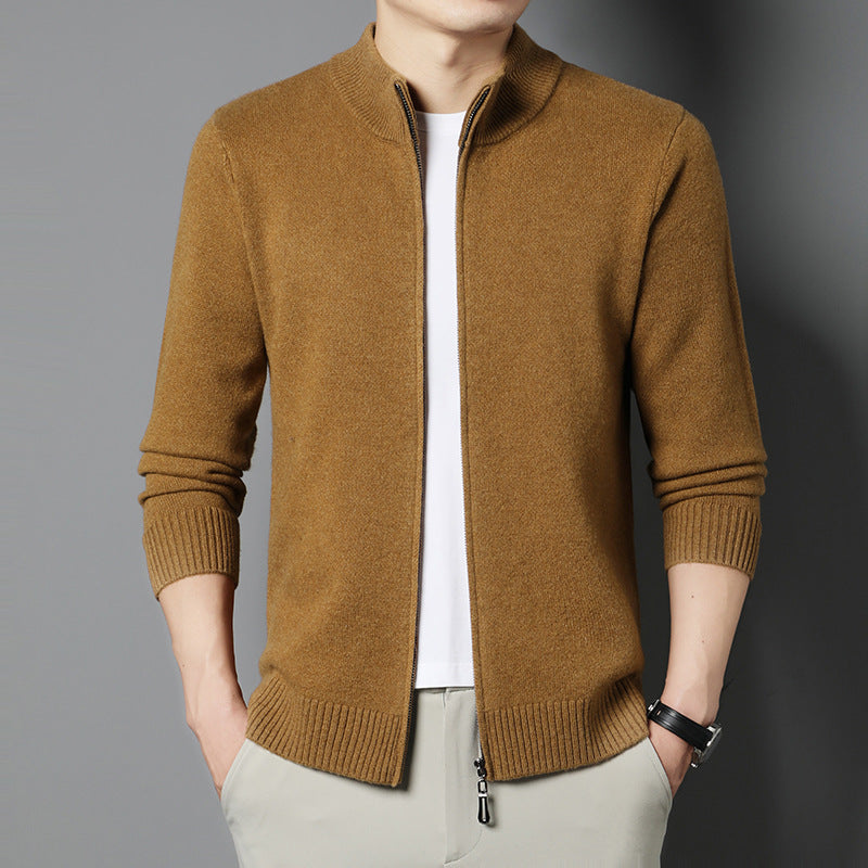 Still-collar Merino Laine Cardigan Knit Veste