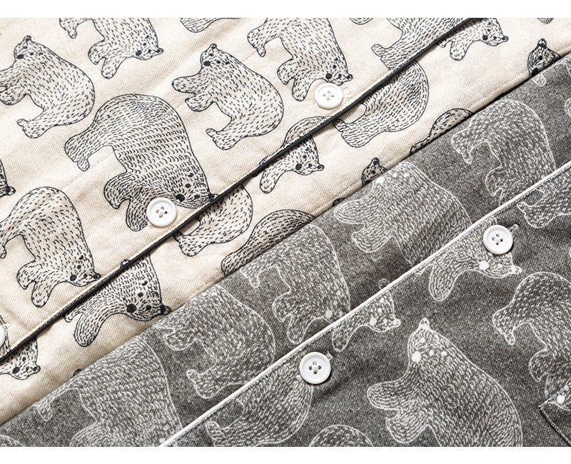 Polar Ours imprimé chaud brossé Flannel Pure Cotton Couple Maison Porter la combinaison