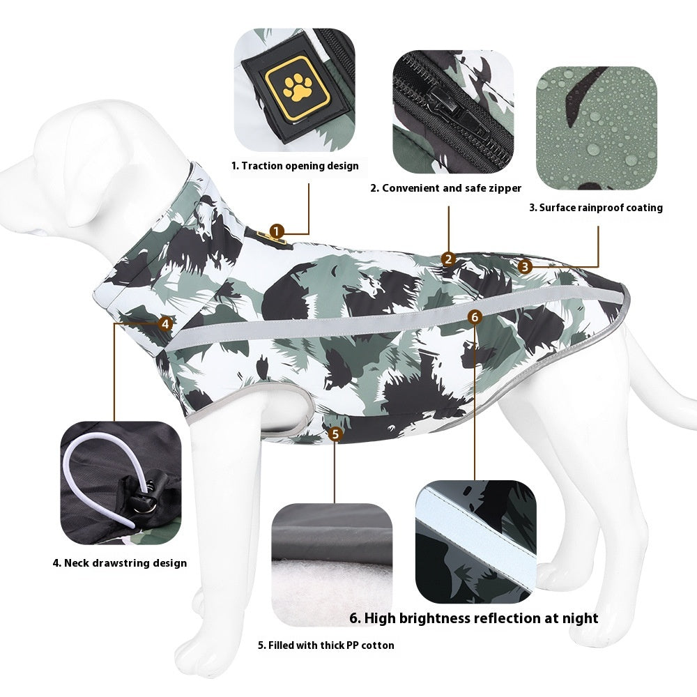 Veste de coquille chaude réfléchissante de chien épais