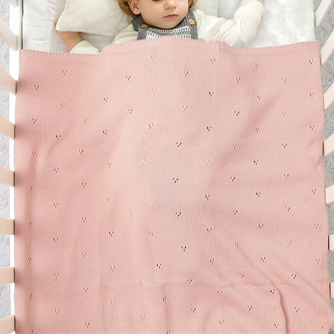 Bébé Garçons et Filles' tricoté Solid Couleur Hollow-out Dot Quilt Quilt