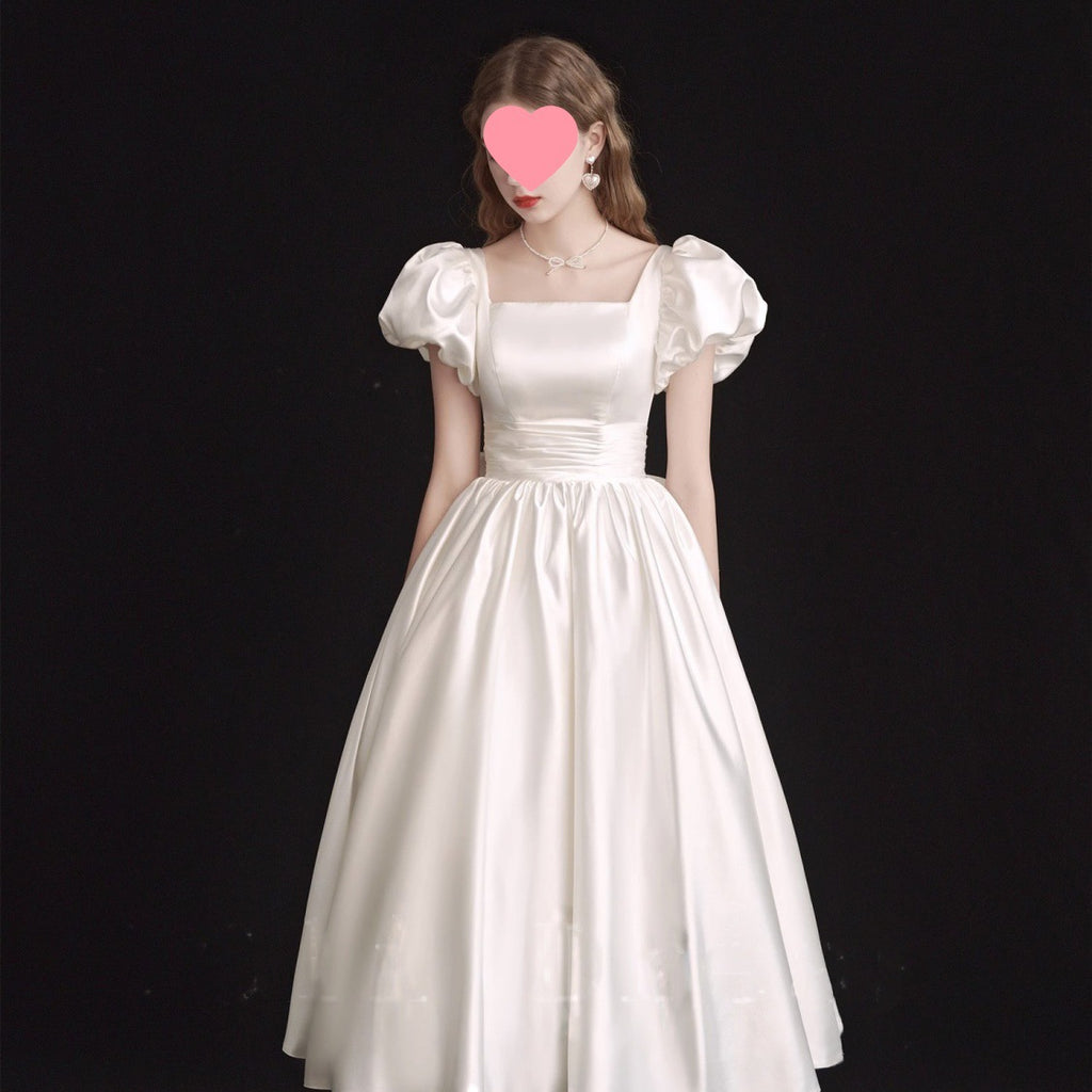 Robe de mariée légère française Satin Vintage Trip Shoot Robe de mariée