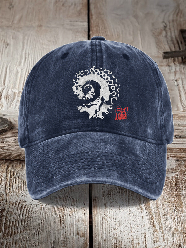 Chapeau imprimé en coton lavé Style distrait Hommes Vintage