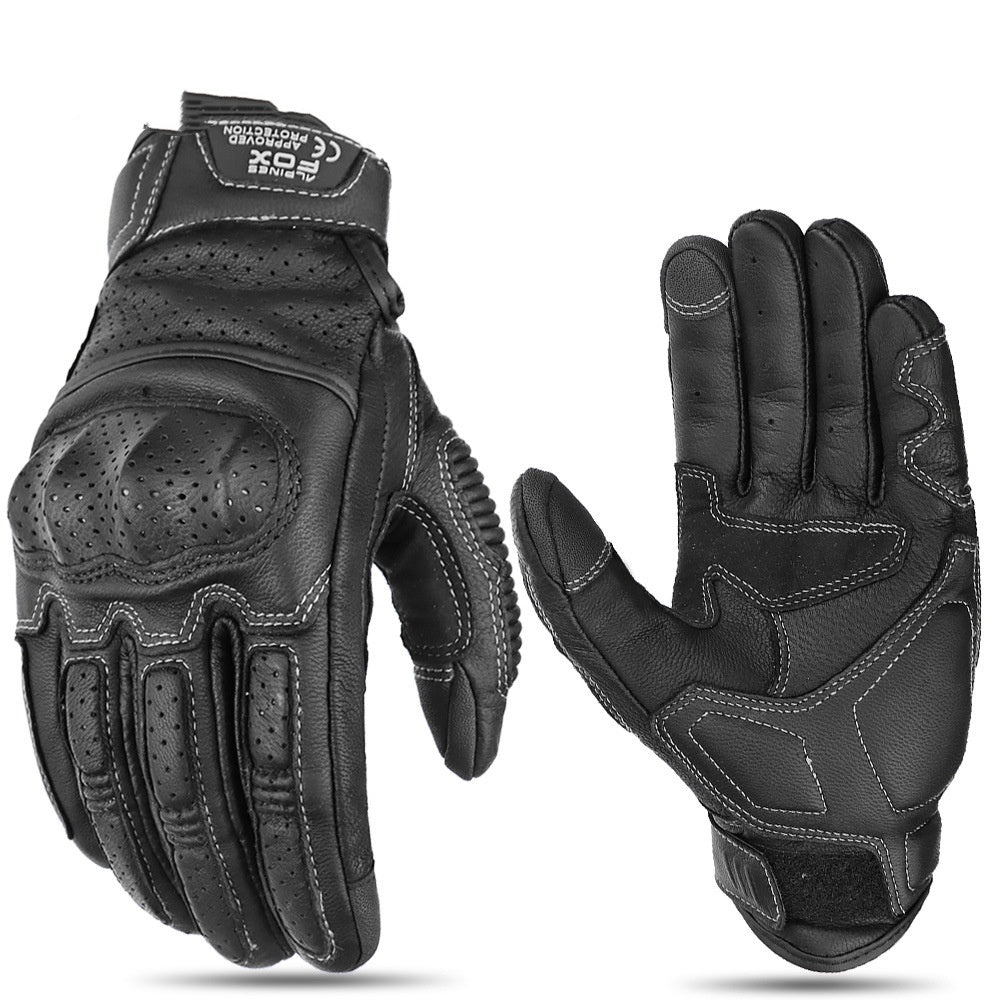 Gants de moto en cuir d'équitation à écran tactile respirant résistant à la chute pour hommes