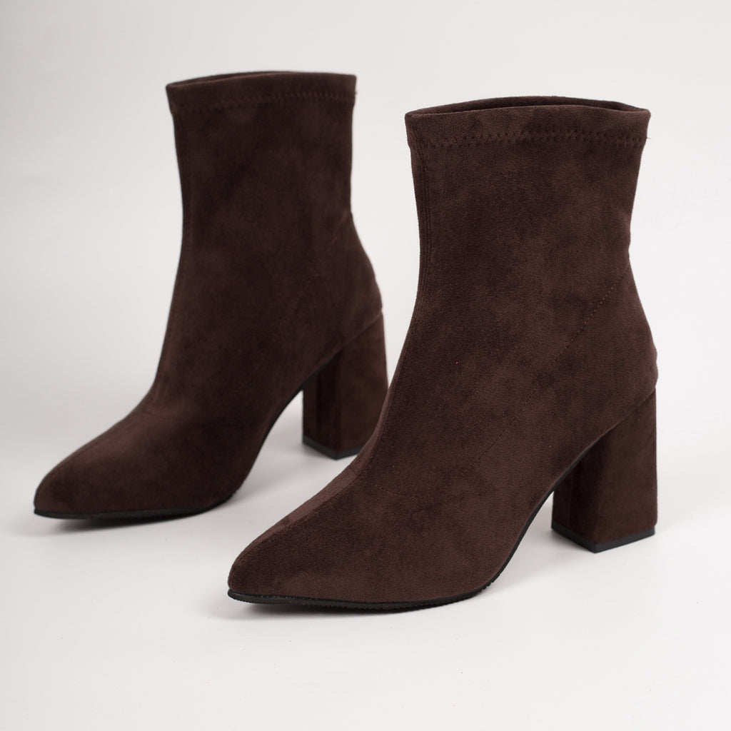 Anglais Vintage Élégant Block Talon Slip Sur Bottes Ankle Femmes Automne Hiver Arrivée Élastique