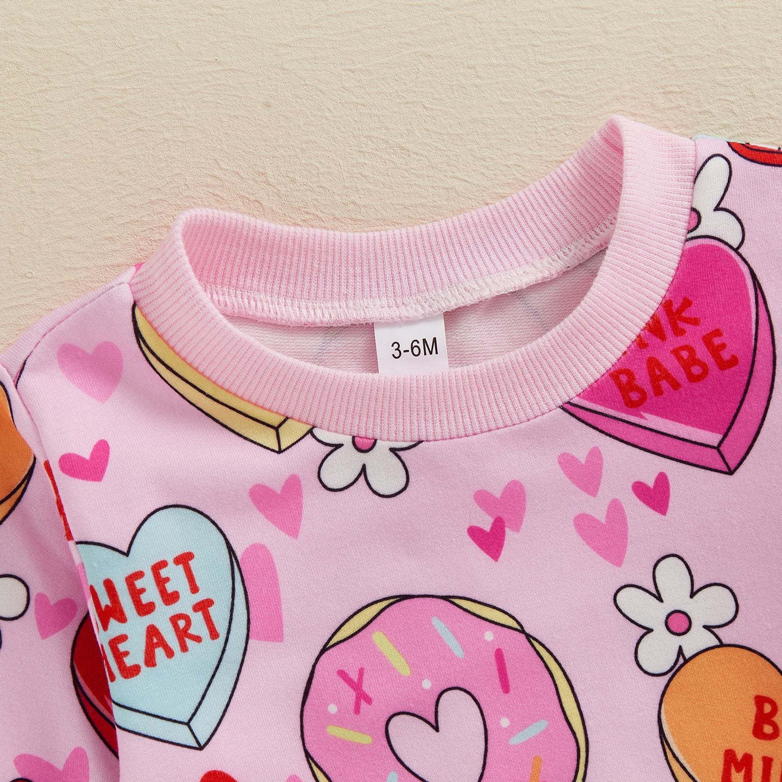Bébé Tout-petit Love Floral Print Pantalon de pull à manches longues Ensemble deux pièces