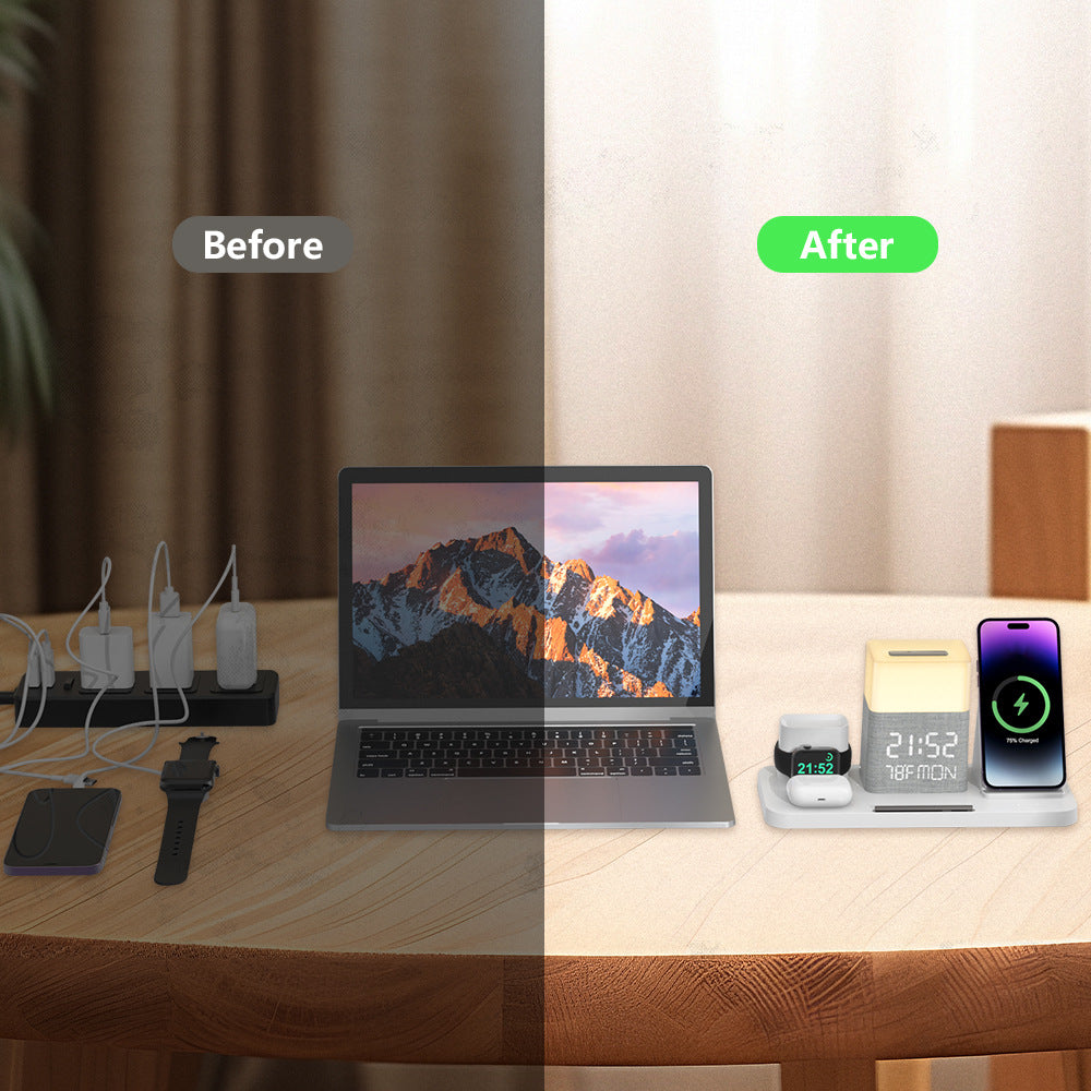 6-en-1 Ensemble de recharge sans fil Touch Night Light Téléphone mobile Bluetooth temps de synchronisation