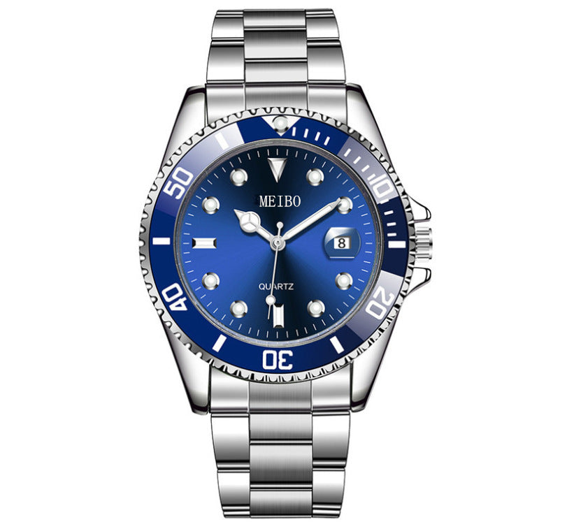 Magnification du calendrier de verre hommes montre avec une sangle en acier
