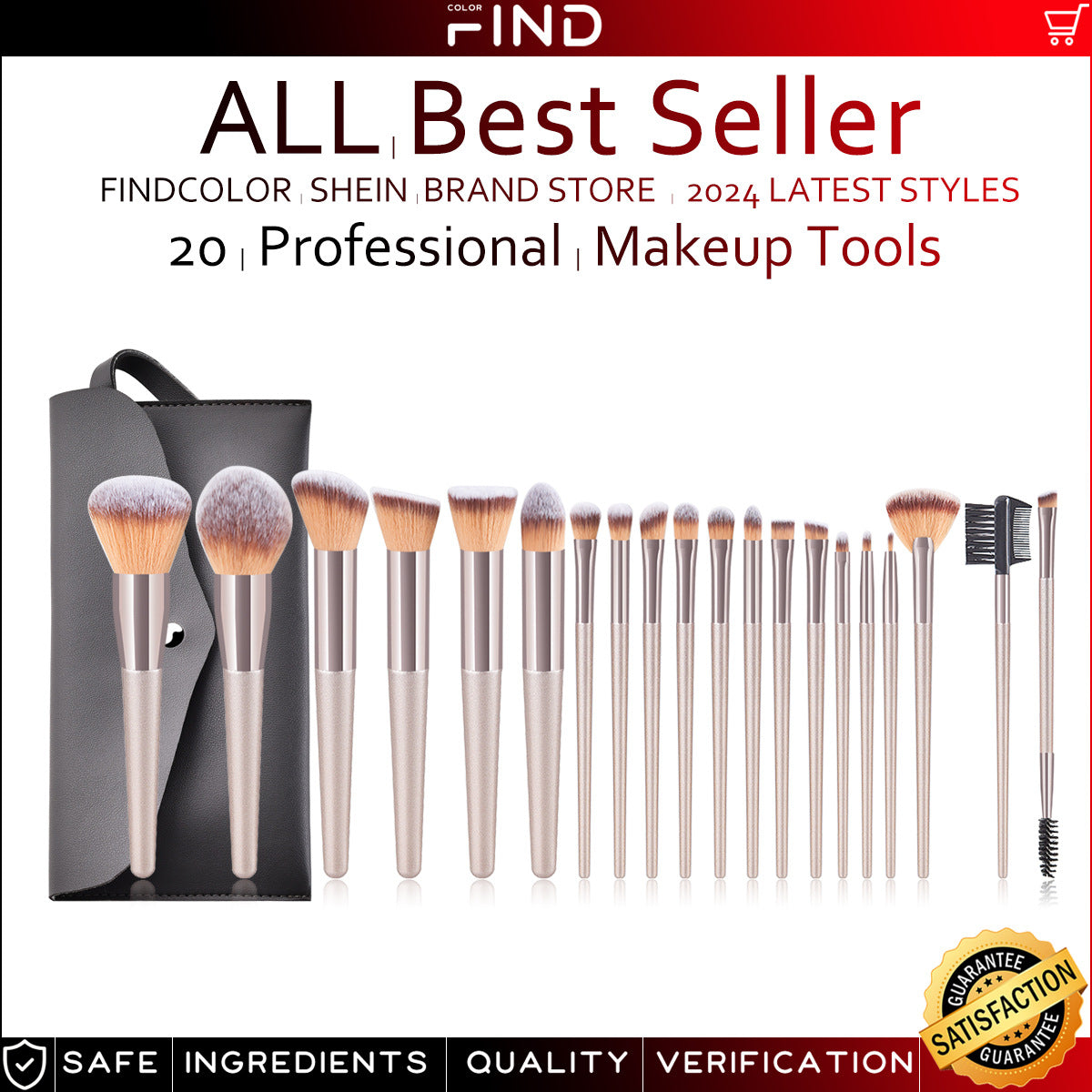 Set de brosse de maquillage de 20 pièces en champagne