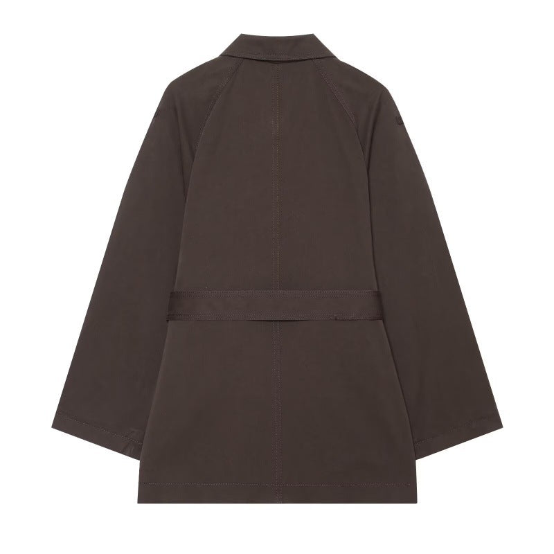Élégant manteau de trench ceinturé en Twill