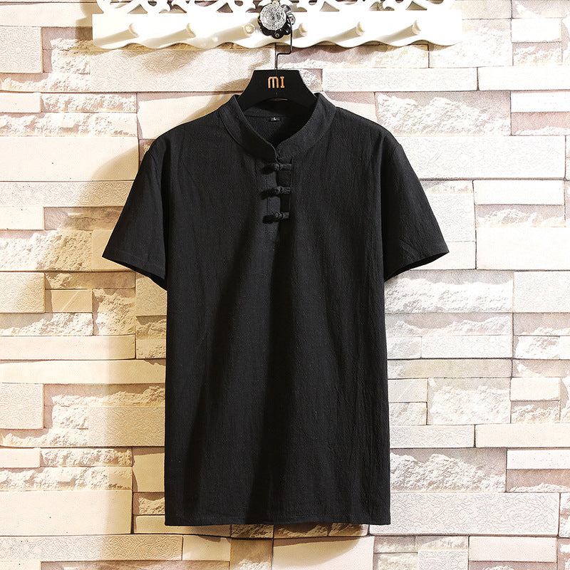 Short en lin pour homme Costume à manches courtes Style chinois