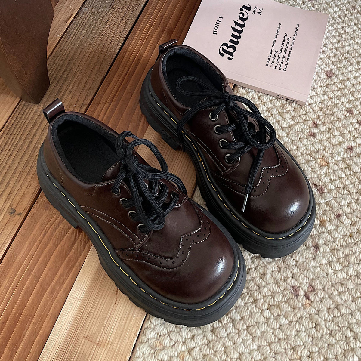 Femmes Casual style britannique Chaussures en cuir souple