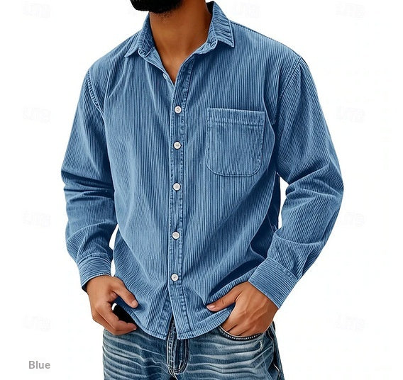 Chemise Homme Corduroy Corduroy rayée anti-rides sans fer