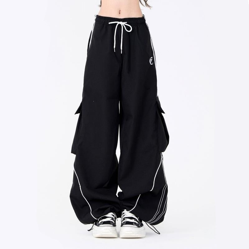 Drawstring Large-leg Relaxed-fit Cargo Joggers