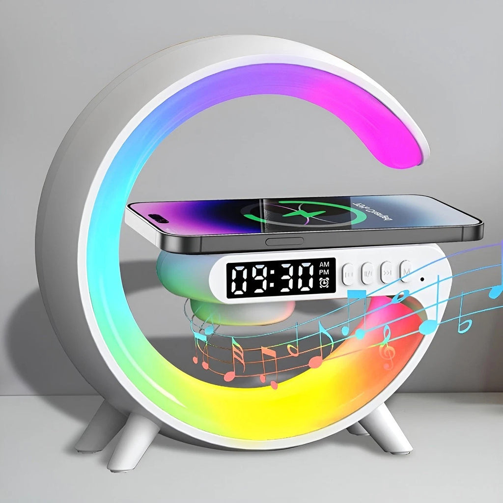 Lampe LED Smart G Chargeur intelligent sans fil Haut-parleur Bluetooth Lampe de forme G