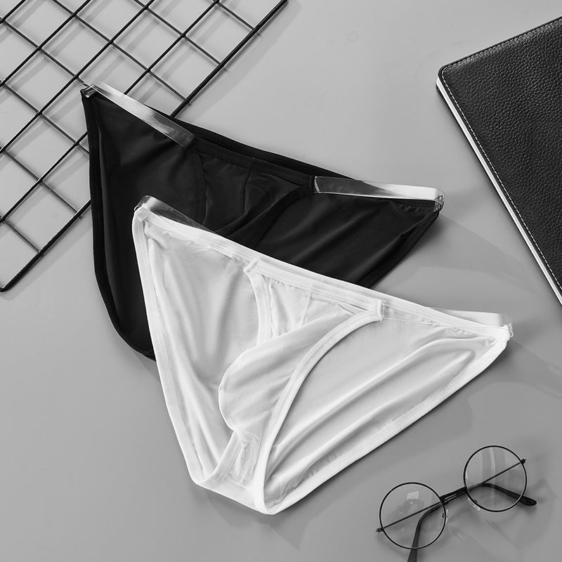 Homme transparent mince soie de glace simple couche U Convex faible taille respirant sport Sexy Bri