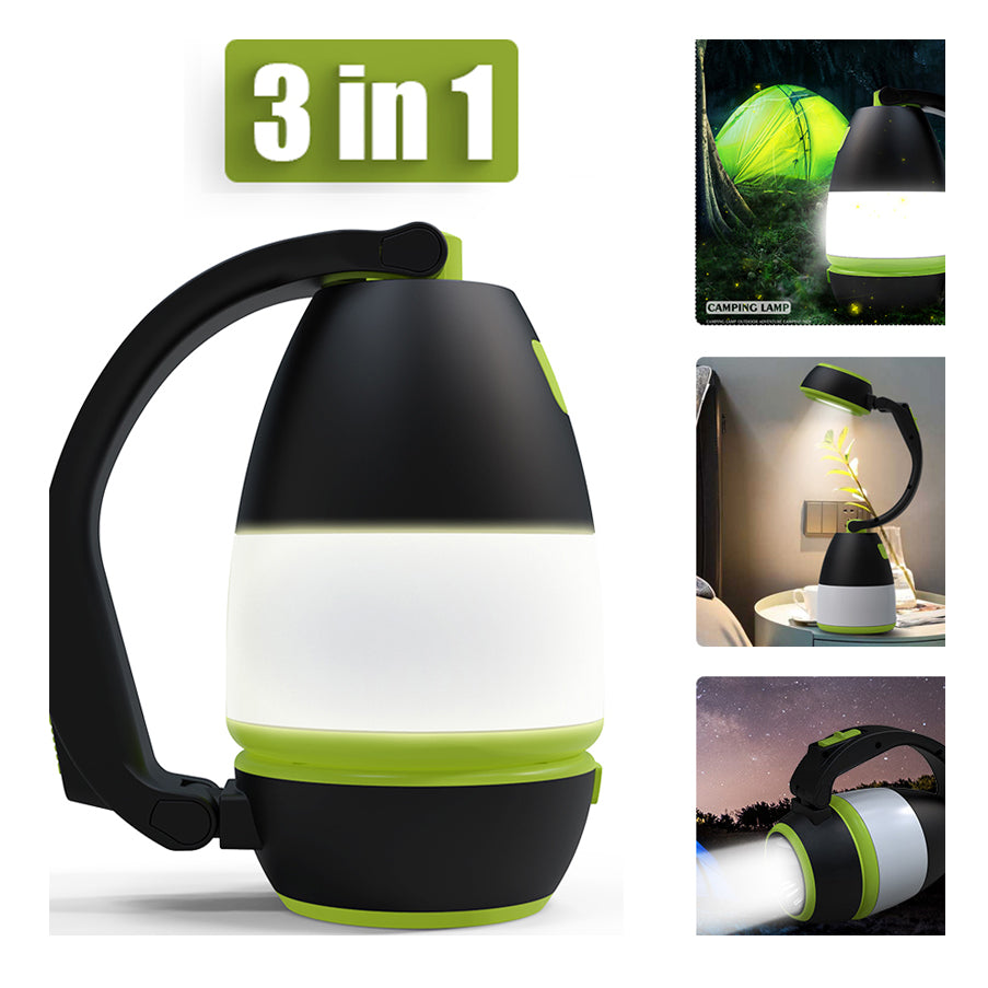 3 In1 Multifonctionnel lampe de table trois en une lampe de tente LED voiture lumière de nuit pliable Emerg