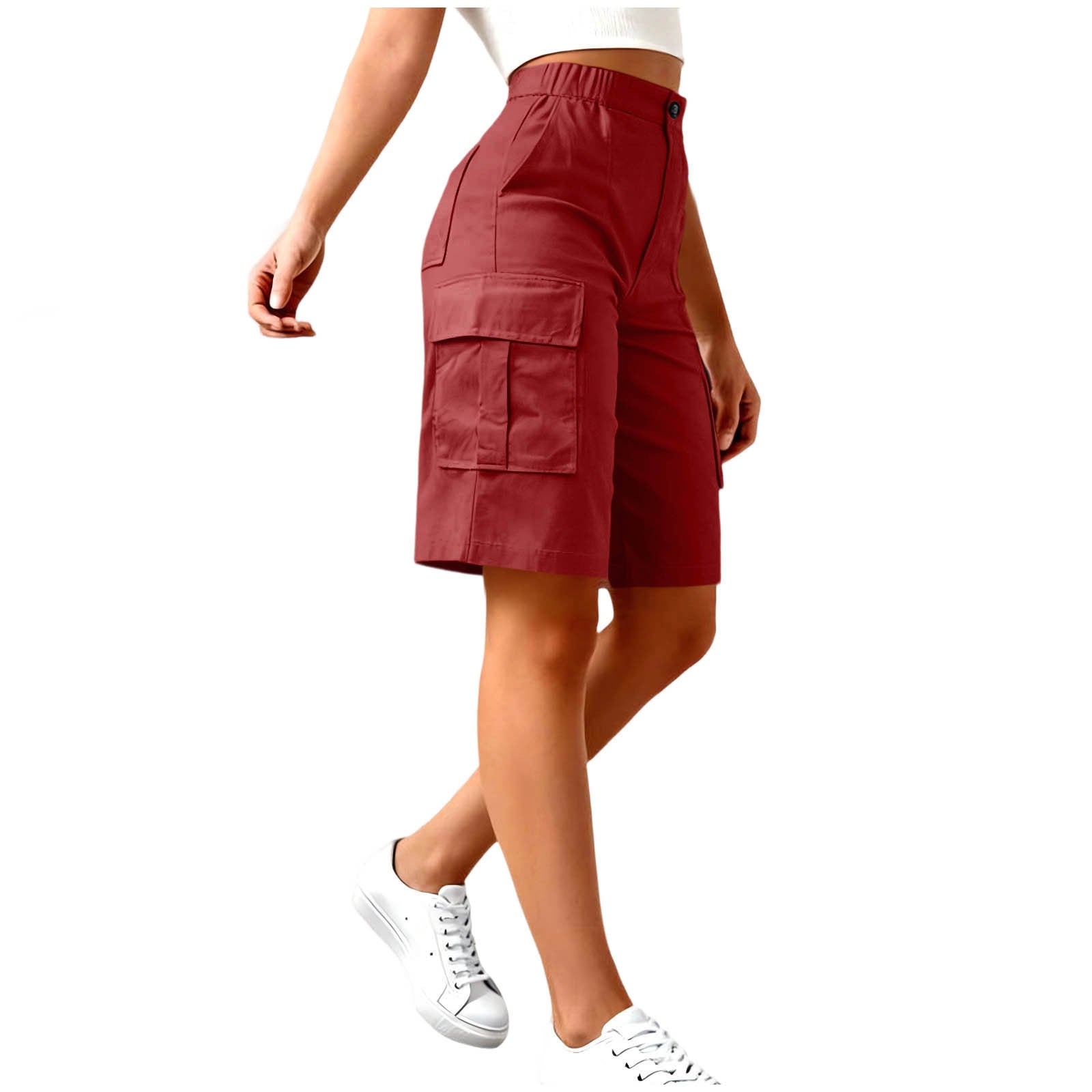 Shorts de fret haute taille pour femmes avec des poches multiples