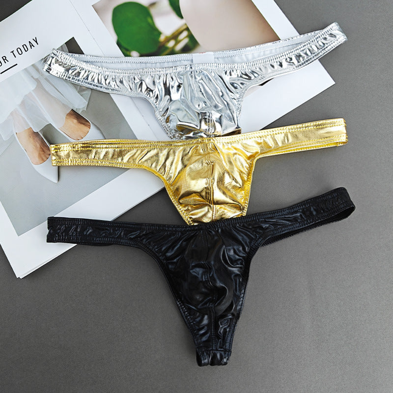 Sous-vêtements pour hommes sexy Couleur solide Imitation en T brillant