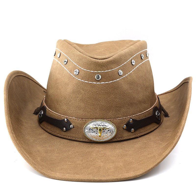 Chapeau de soleil unisexe en cuir de grande taille