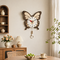 Butterfly-shaped wooden wall clock, country style