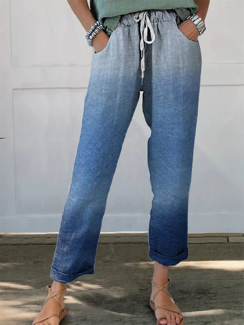 Pantalons décontractés de style graffiti à la mode avec une impression florale et une coupe souple
