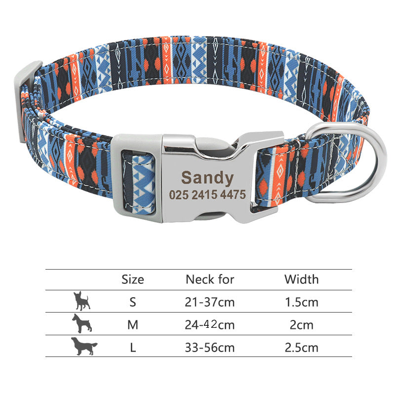 Collier de chien réglable en nylon Chiens personnalisés