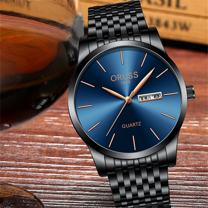 Entièrement automatique Montre mécanique Pointeur de calendrier homme acier fin