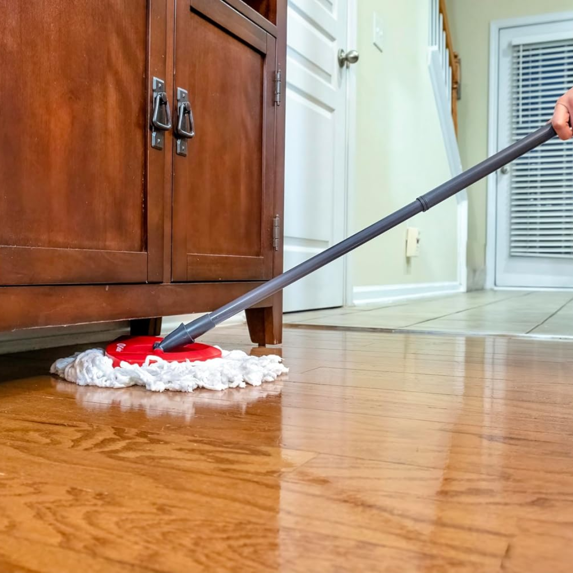 EasyWring Microfibre Spin Mop Système de nettoyage de plancher de seau Rouge Gris Standard