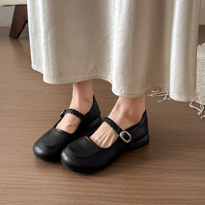 Femmes Minimalist Vintage tressé Strap Plats Matching Daily