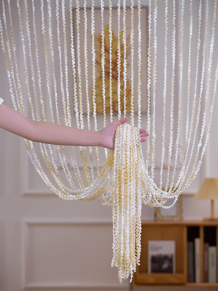 Pour le salon Partition Rideau Ligne Perle Rideau de porte Punch-free Mariage Argent Silk T
