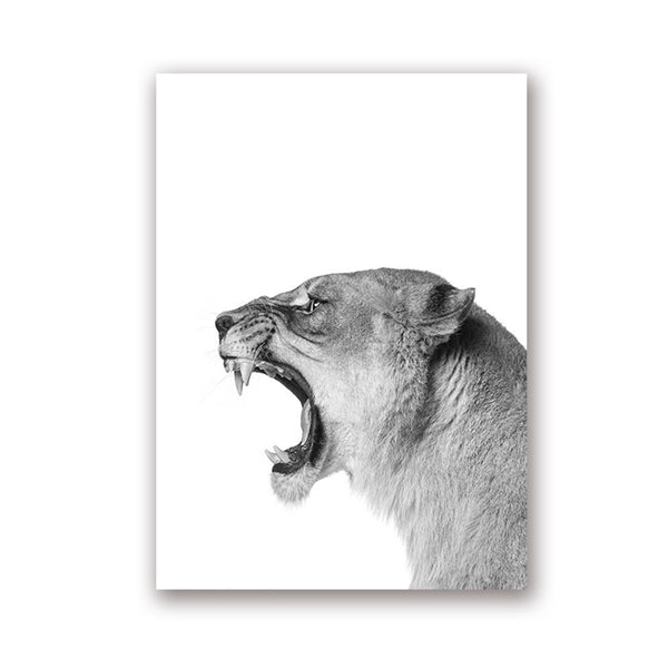 Noir et blanc animal abstrait Aquarelle Peinture Affiche murale Décoration Peinture
