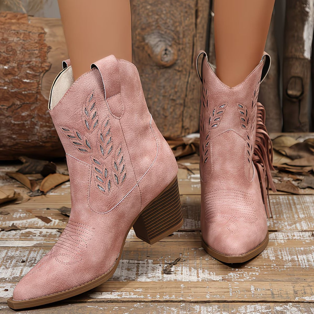 Autumnwinter Bottes de cow-boy de style occidental avec un orteil pointu et un talon chunky