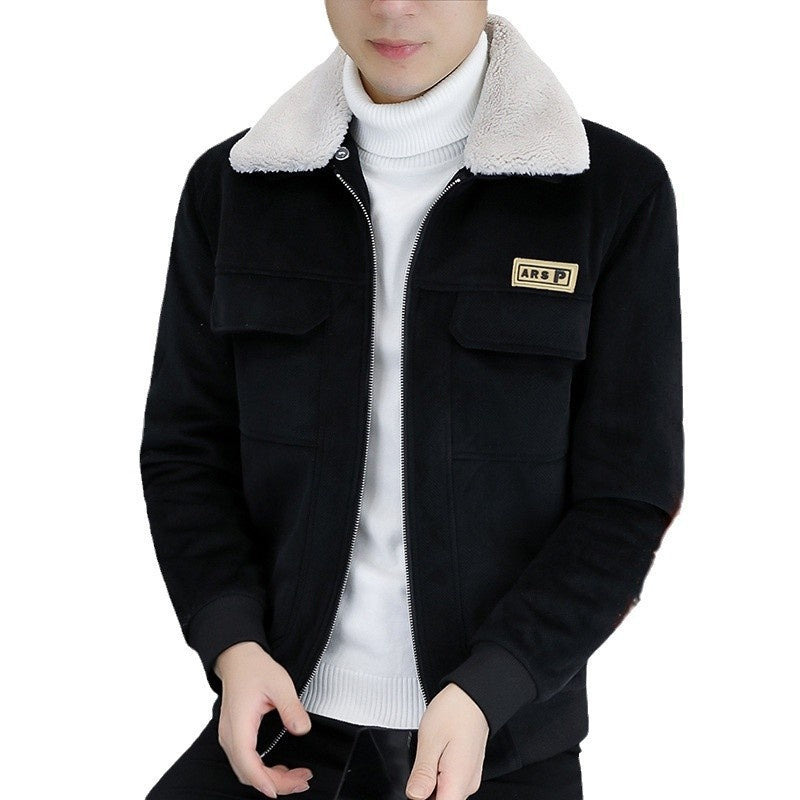 Veste chaude doublée de fourrure de col tournant