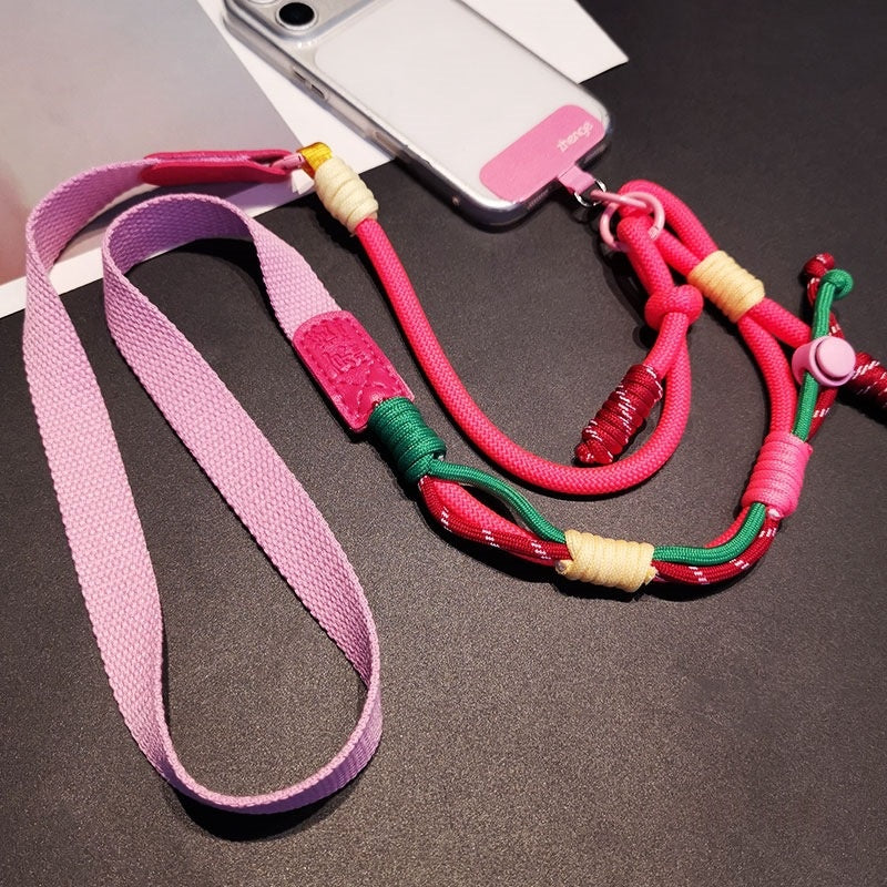 Long Crossbody Color-Block Woven Téléphone Lanyard