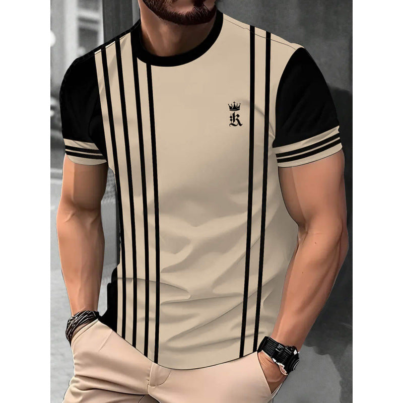 T-shirt homme à manches courtes Business Casual Series Impression numérique 3D