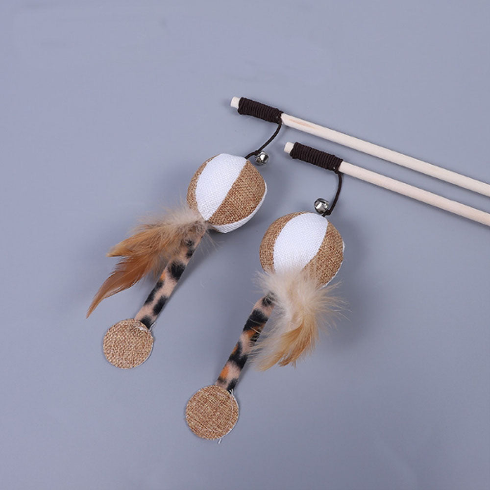 Pôle en bois Funny Cat Stick Toy d'origine bois fait main