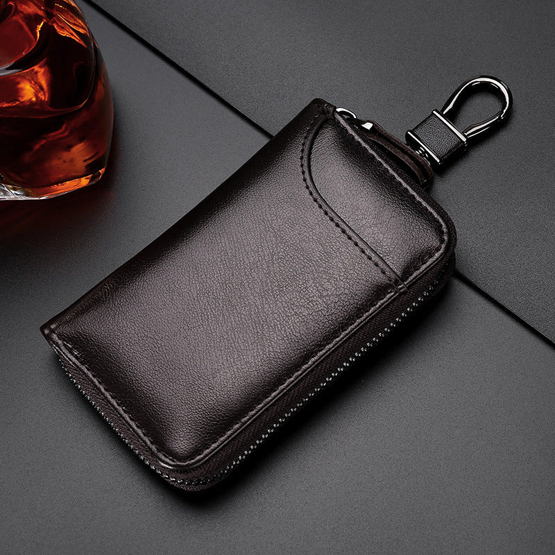 Sac à clés en cuir souple simple pour les hommes