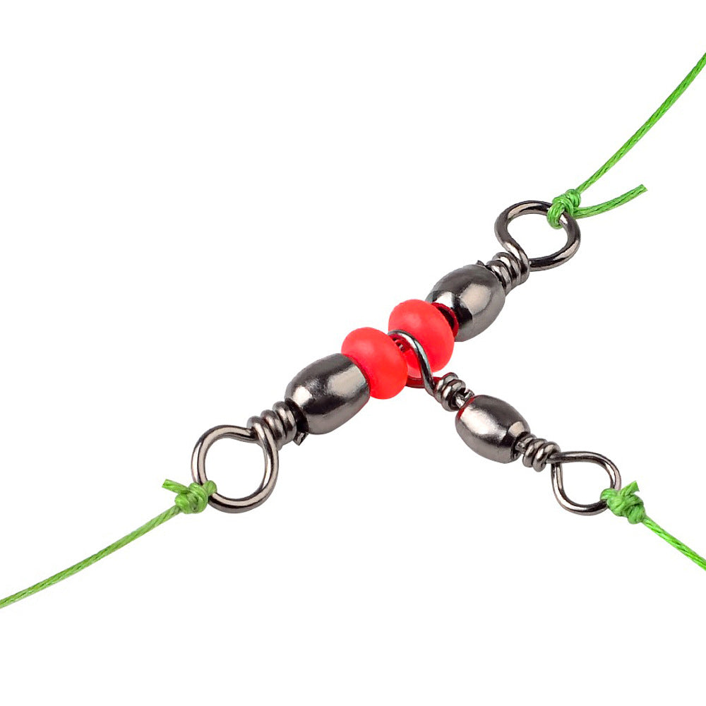 Perles rouges Triple pivotant T-Connector Accessoire de pêche Figurine-Eight pivotant Gadget de pêche