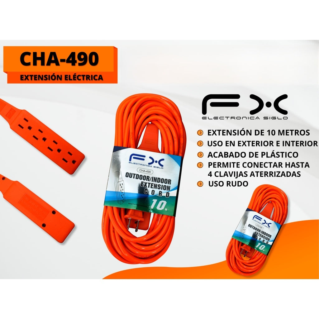 Rallonge bande de cordon 10m orange intérieur et extérieur universel quatre trous à la terre Socket Sel