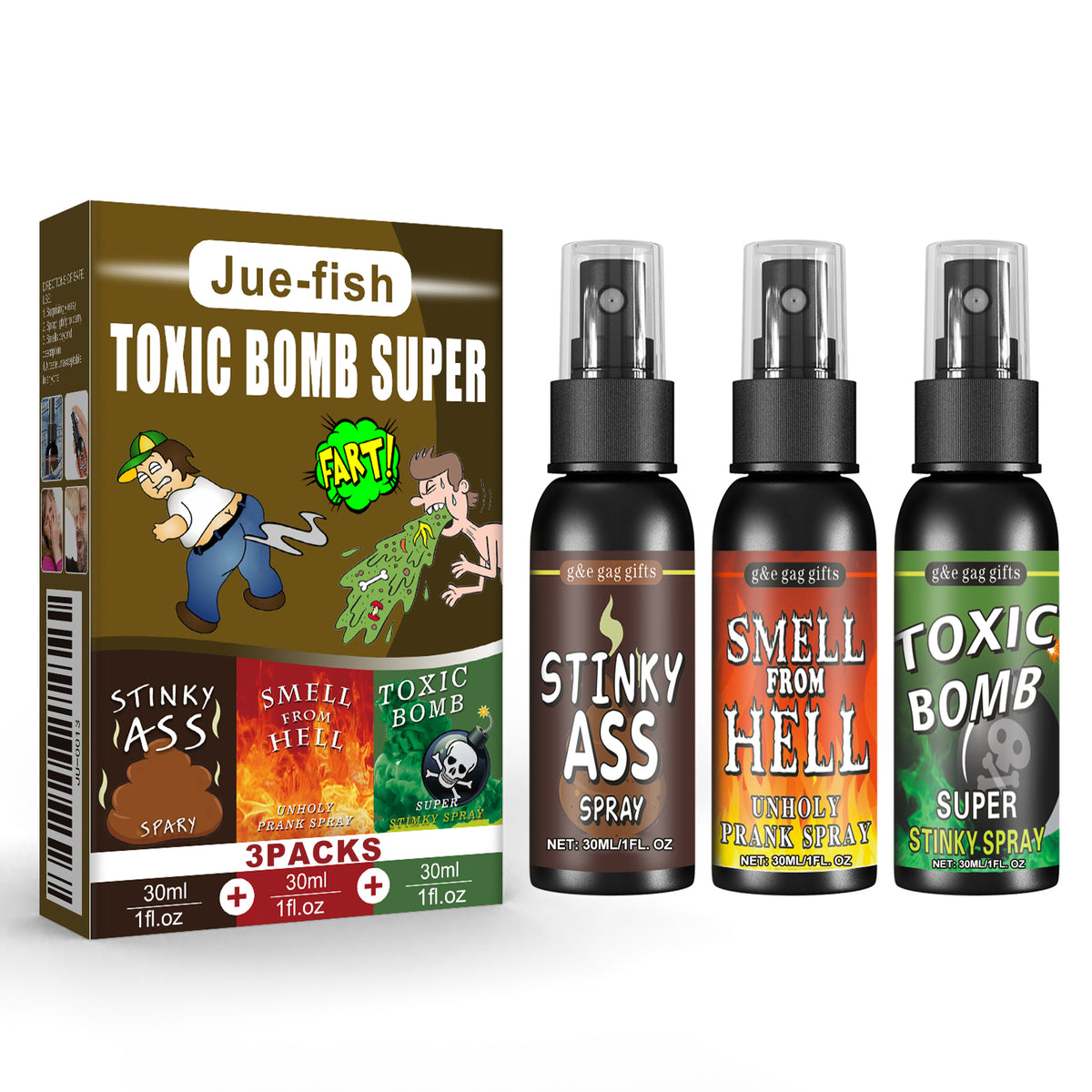 Funny Funny Toy Stink Entertainment Spray Avril Jour de la folie Trick Spray 3 pièces 1 Bo