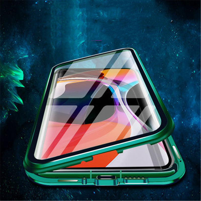 Couverture de protection en verre métallique magnétique double face pour téléphone portable Shell