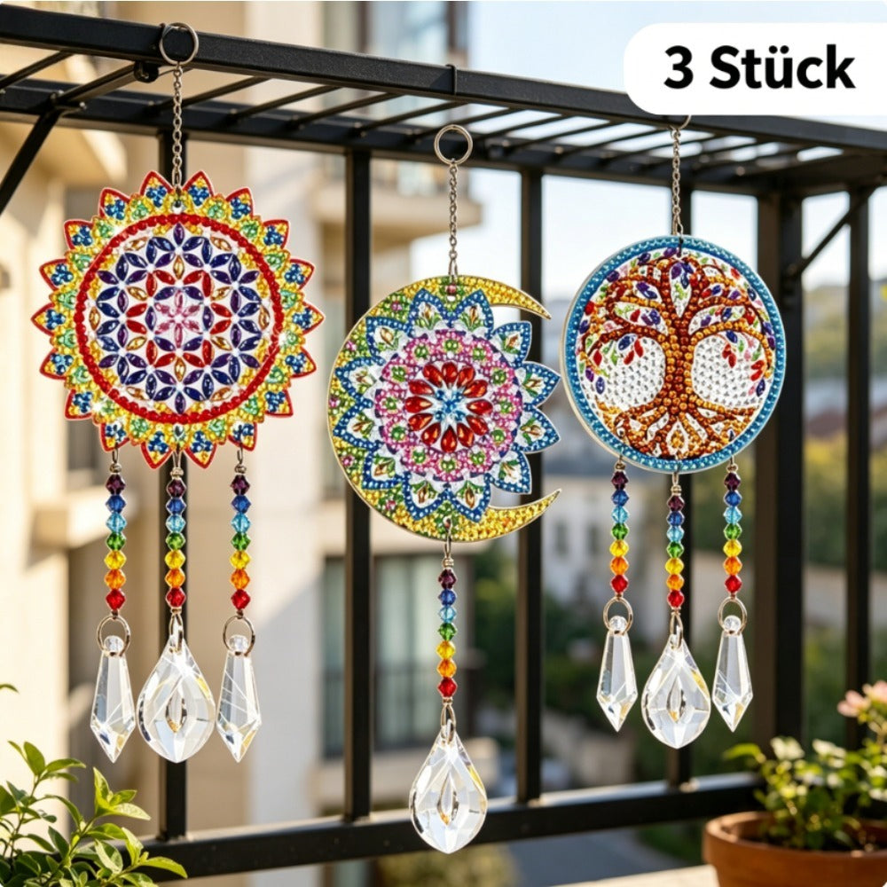 Tableau diamant de 13 pièces Ensemble d'artisanat Suncatcher avec 3 cordes de suspension — Ensemble d'accessoires partiels