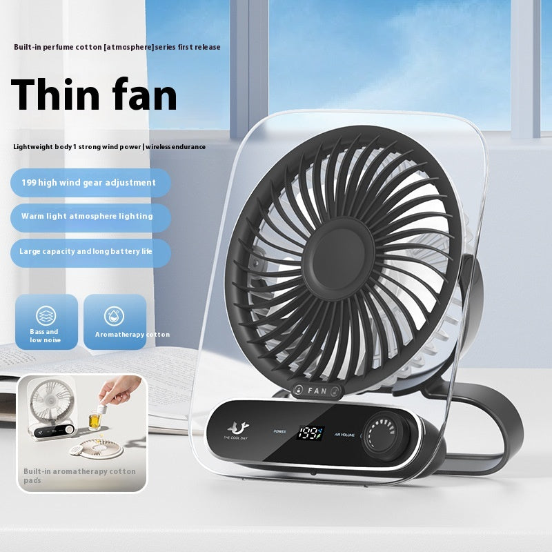 Affichage numérique ultra-mince de bureau ventilateur Mute Mini vent Portable usb charge