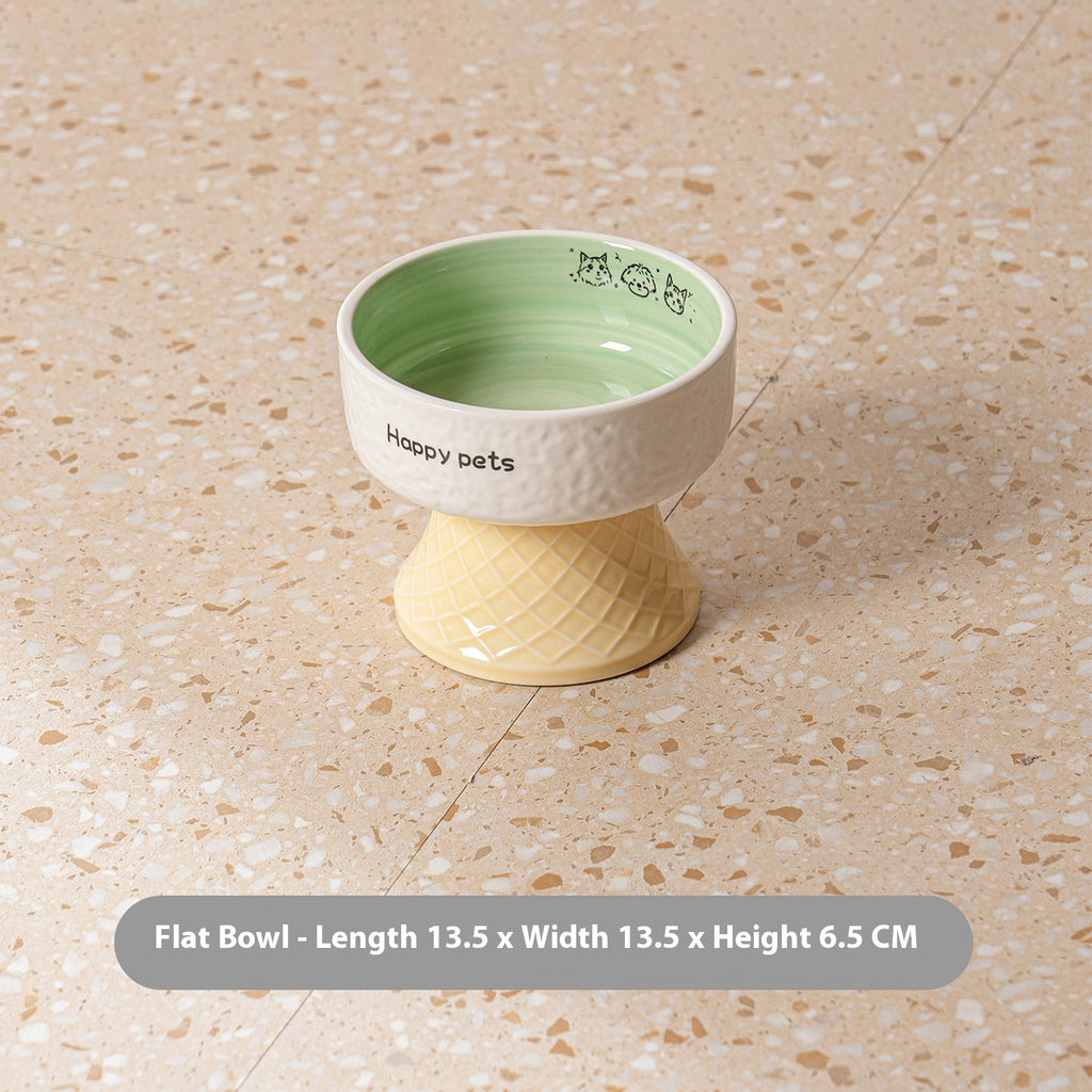 Céramique High Foot Cat Bowl Protection du cou pas facile à frapper sur Snack Dish Brinking Wate