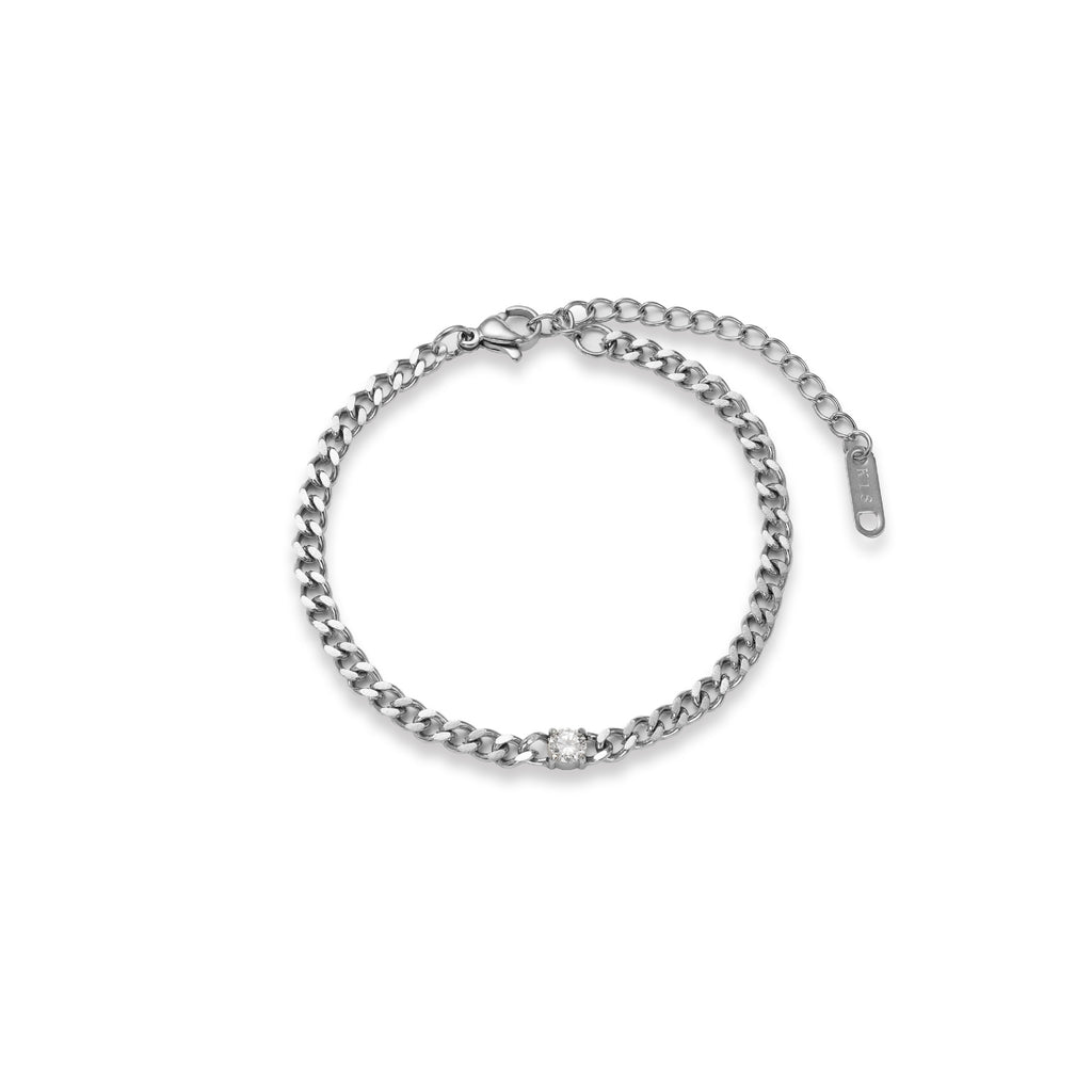 Fashion Titanium Steel Matte Chaîne Eau Drop Zircon Bracelet Set