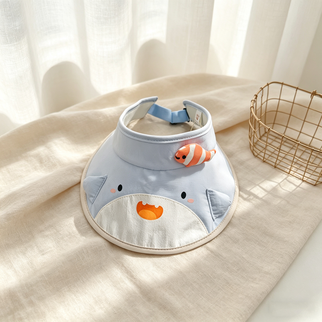 Animal de dessin animé pour enfants imprimé mignon réglable casual large bordé chapeau de soleil approprié pour