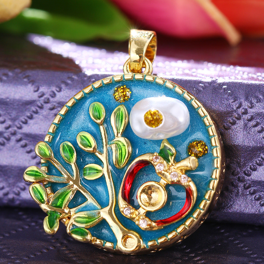 Pendentif de bricolage pour collier à clips universels avec peinture florale