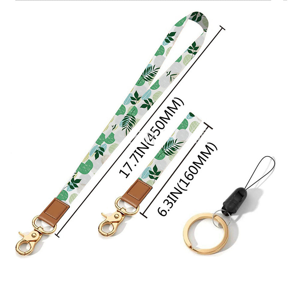 Leather-Polyester Wrist-Neck Lanyard porte-clés à double usage