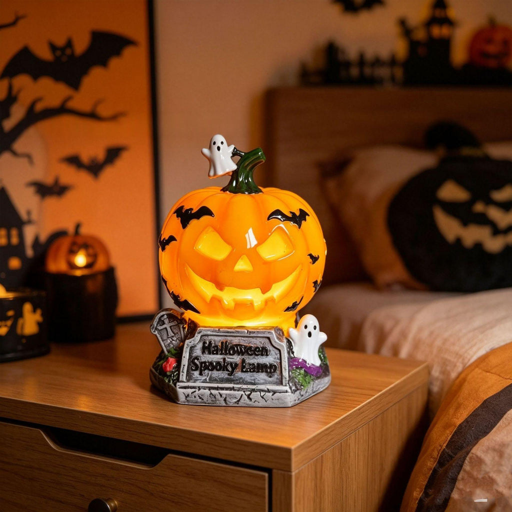 Lampe de table de citrouille Ghost Bat Glowing d'Halloween